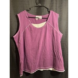 JMS Just My Size Shaped Fit Purple Layered Tank Top Womens Plus Size 42/44